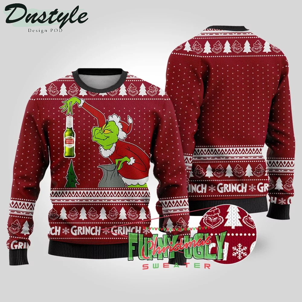 Grinch Stealing Stella Artois Beer Ugly Christmas Sweater