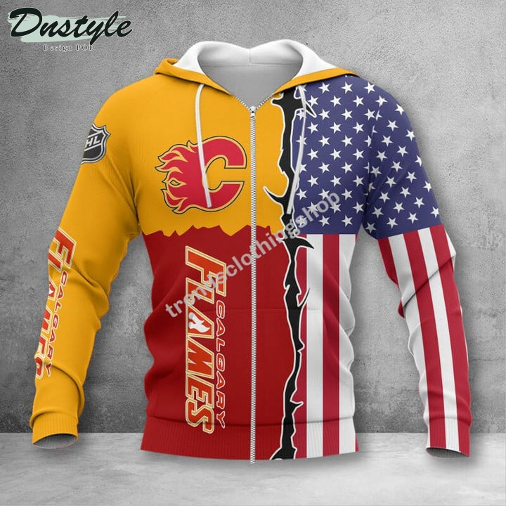 Calgary Flames American Flag 3d Hoodie Tshirt