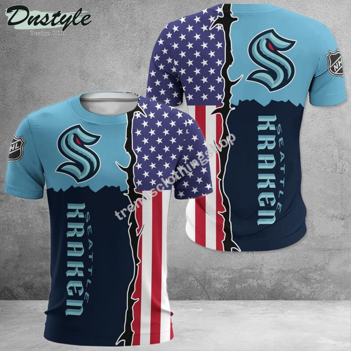 Seattle Kraken American Flag 3d Hoodie Tshirt