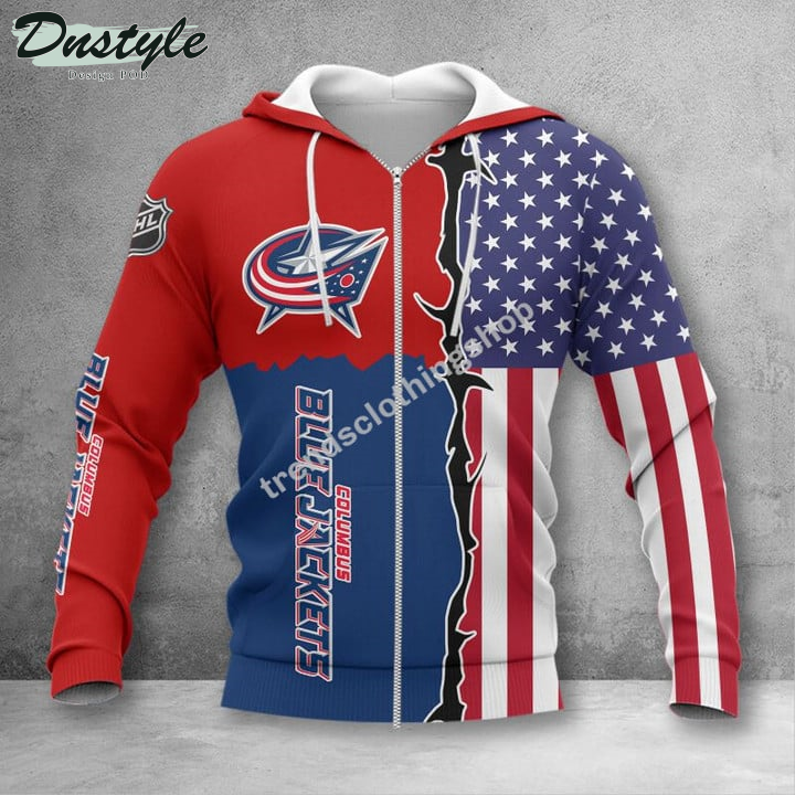 Columbus Blue Jackets American Flag 3d Hoodie Tshirt