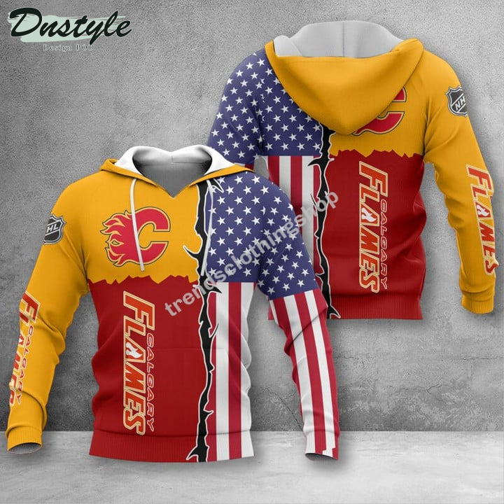 Calgary Flames American Flag 3d Hoodie Tshirt