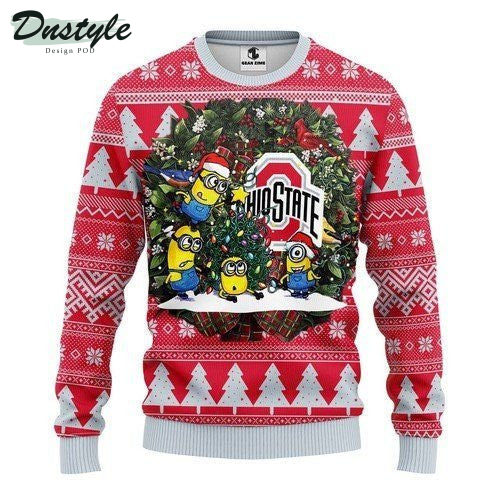 Minions Ohio State Pattern Awesome Ugly Christmas Sweater