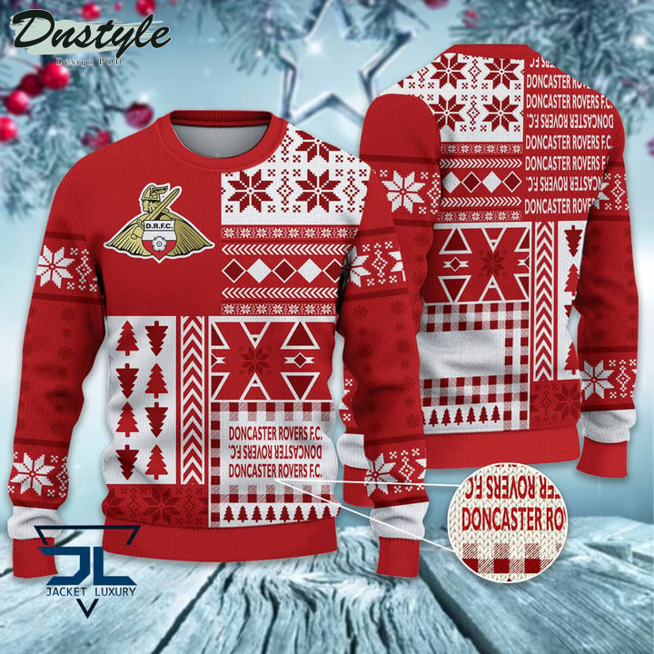 Doncaster Rovers Christmas Pattern 2022 Ugly Wool Sweater