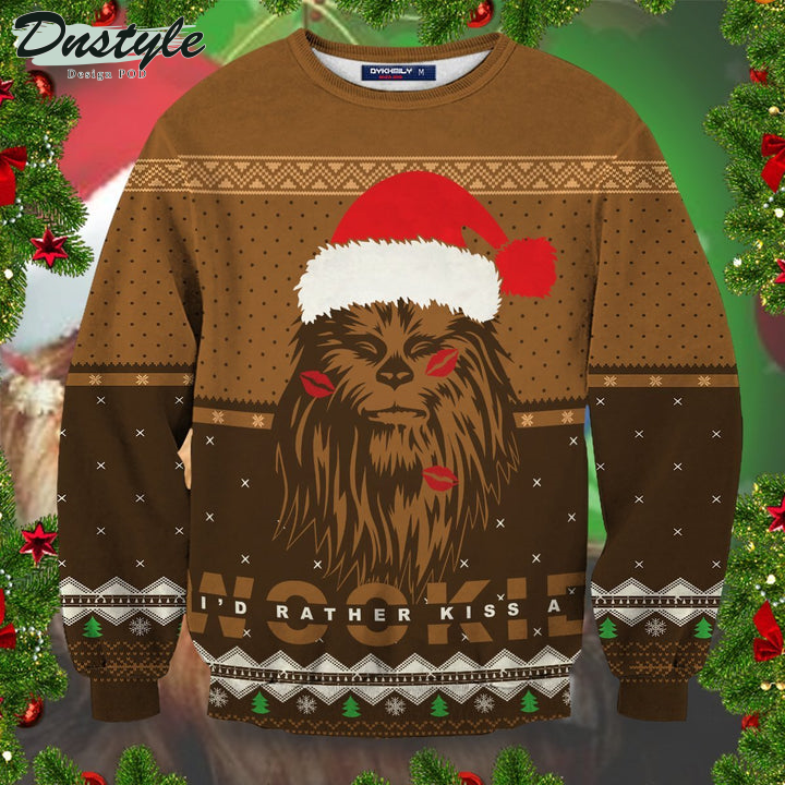 Star Wars I'd Rather Kiss A Wookiee Brown Ugly Christmas Sweater