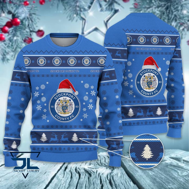 Stockport County F.C santa hat ugly christmas sweater
