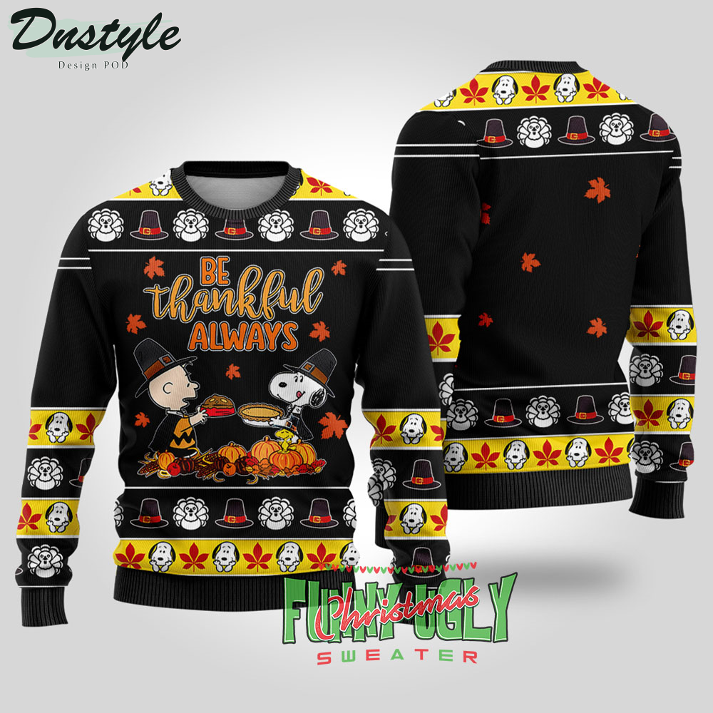 Snoopy Charlie Happy Thanksgiving Day Ugly Christmas Sweater