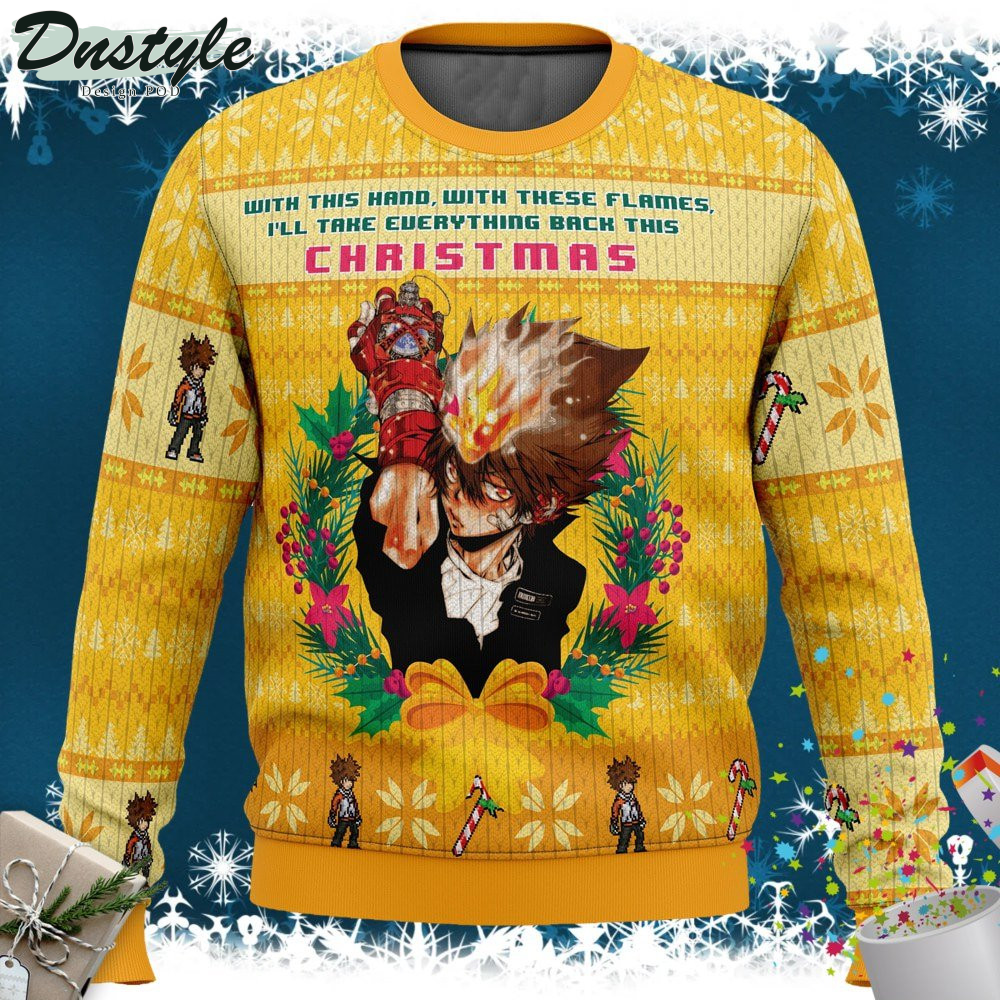 Sawada Tsunayoshi With This Hand Ugly Christmas Sweater