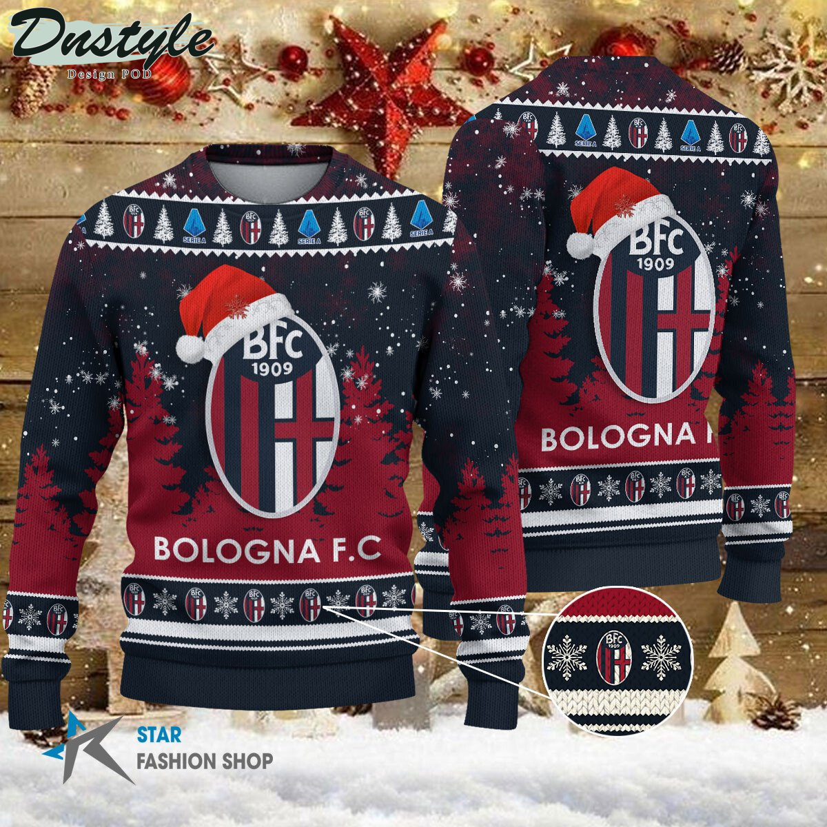 Bologna Fc 1909 brutto maglione natalizio