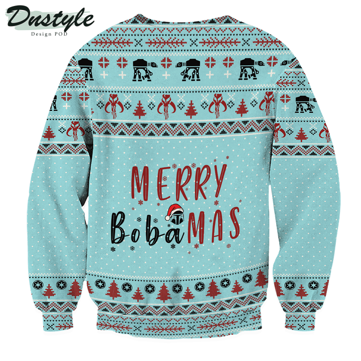 Star Wars Mandalorian Merry Bobamas Blue Ugly Christmas Sweater