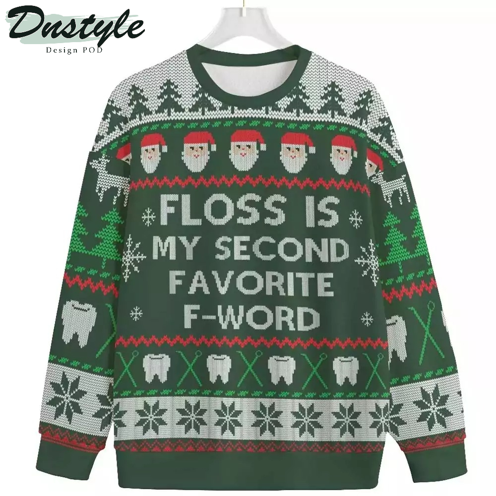 Floss Second Favorite F-Word Green Ugly Christmas Sweater