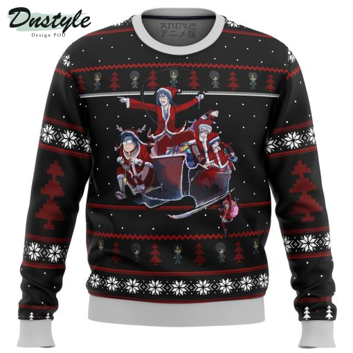 Santa Black Butler Holiday Ugly Christmas Sweater