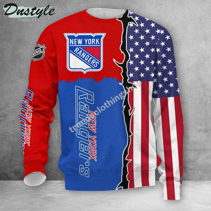 New York Rangers American Flag 3d Hoodie Tshirt