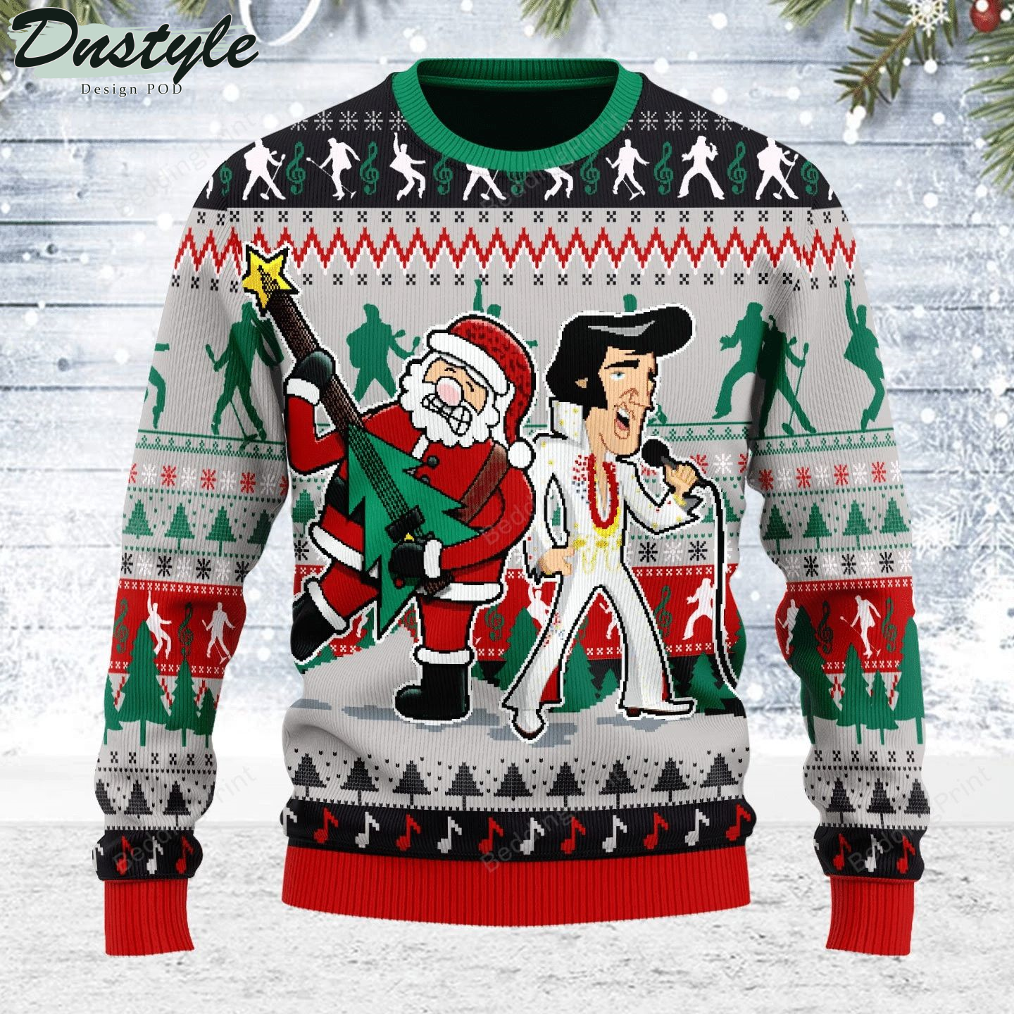Merry Christmas Gearhomies Elvis Presley With Santa Ugly Sweater