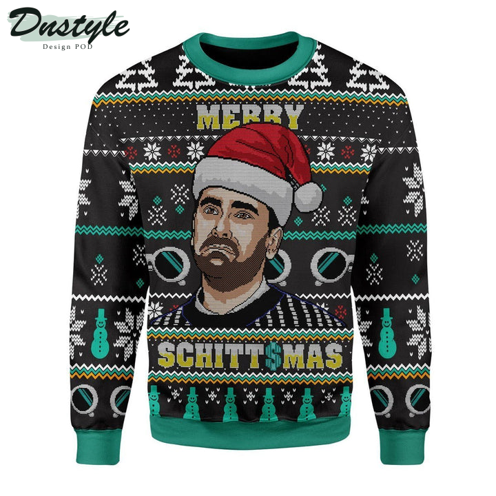 Schitts Creek Merry Schittsmas Black Green Ugly Christmas Sweater