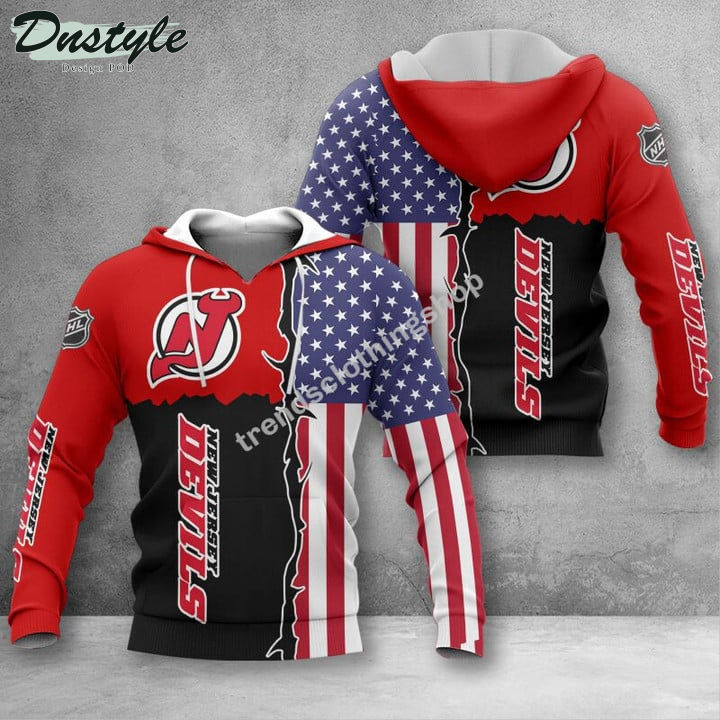 New Jersey Devils American Flag 3d Hoodie Tshirt