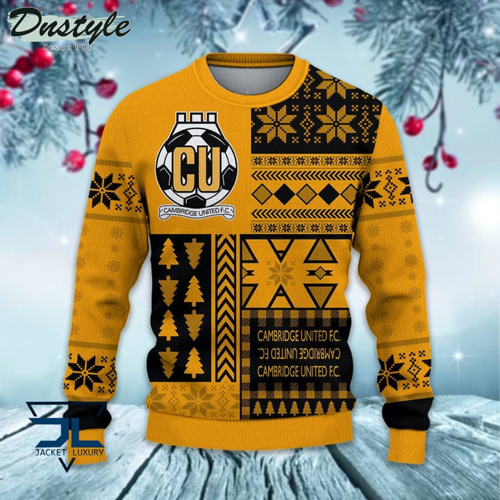 Cambridge United F.C Christmas Pattern 2022 Ugly Wool Sweater