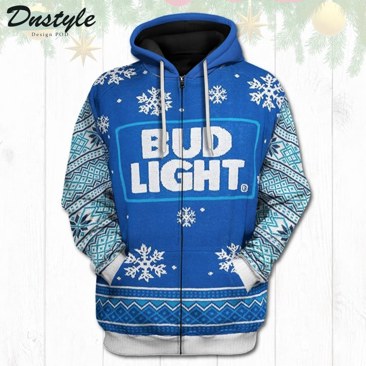 Bud Light Snowflake Christmas 3D Hoodie Tshirt