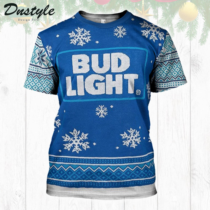 Bud Light Snowflake Christmas 3D Hoodie Tshirt