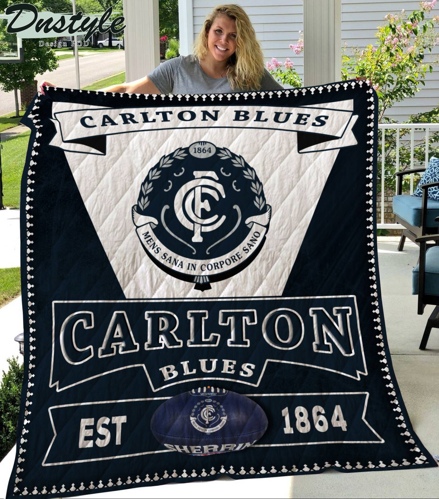 Carlton Blues Mens Sana In Corpore Sano Est 1864 Quilt Blanket