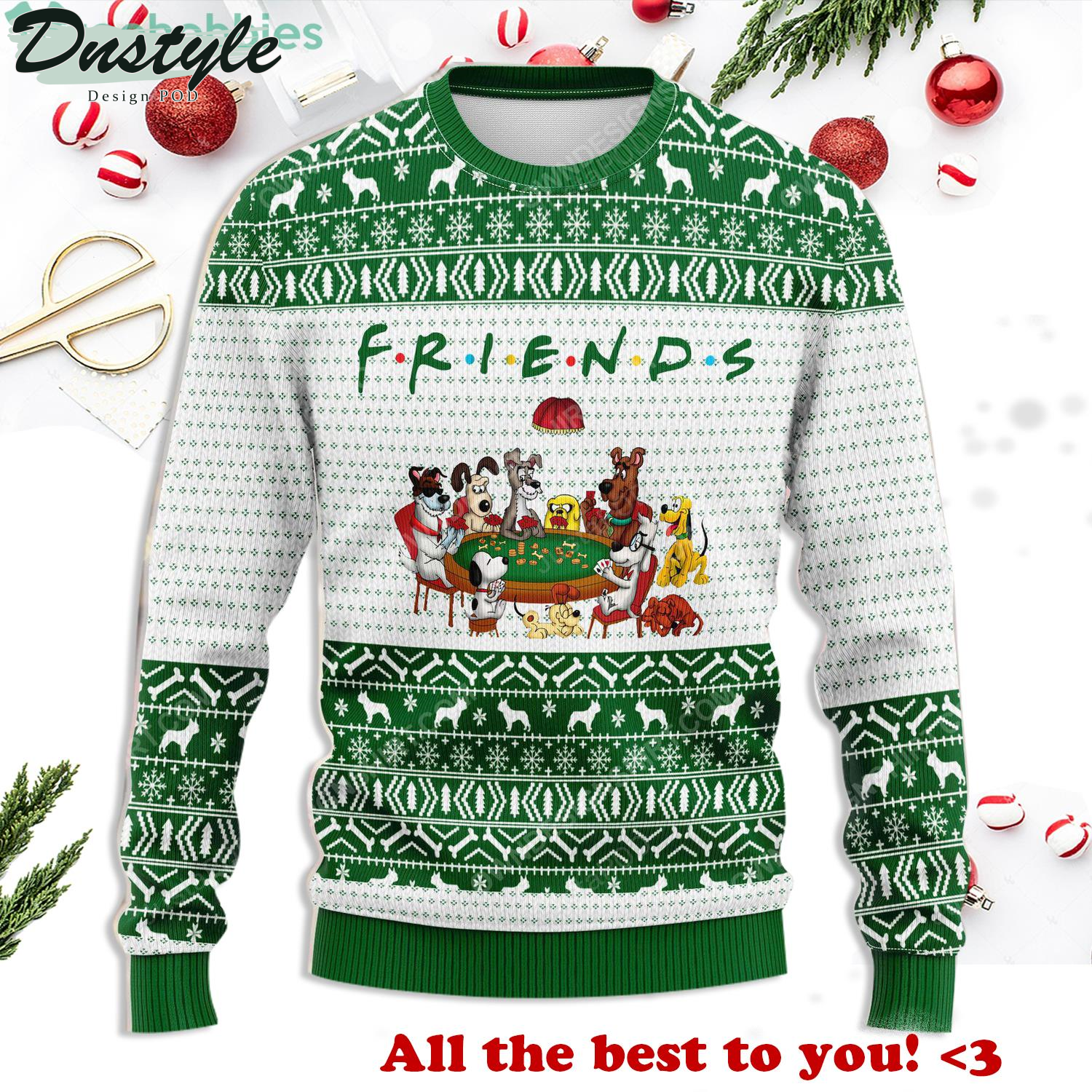 Friends Snoopy Scooby-Doo Cartoon Ugly Christmas Sweater