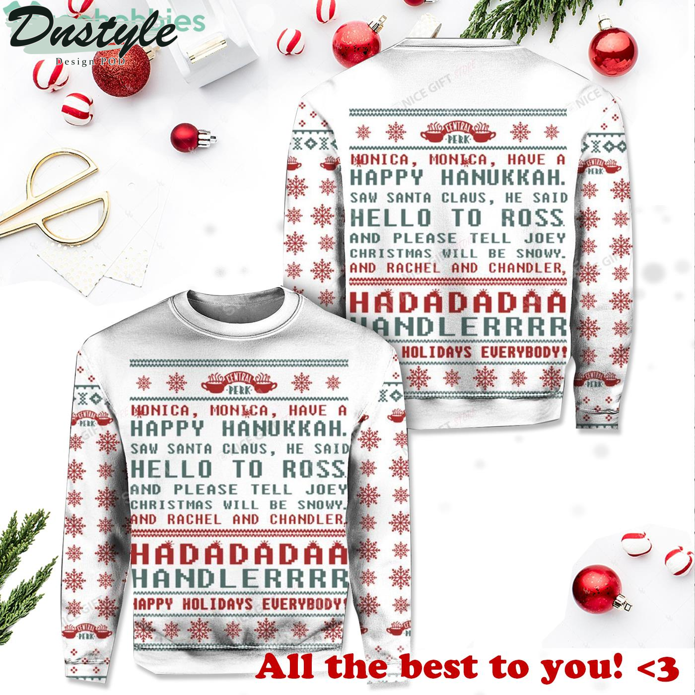 Friends Tv Show Happy Holidays Everybody Ugly Christmas Sweater