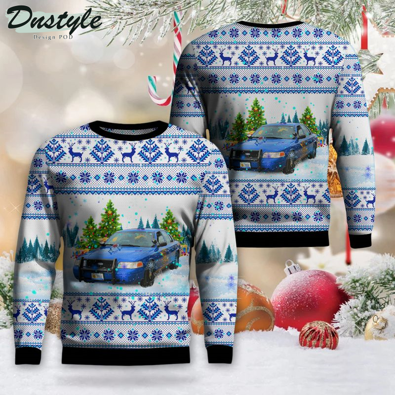 Michigan State Police Ford Crown Victoria Ugly Christmas Sweater