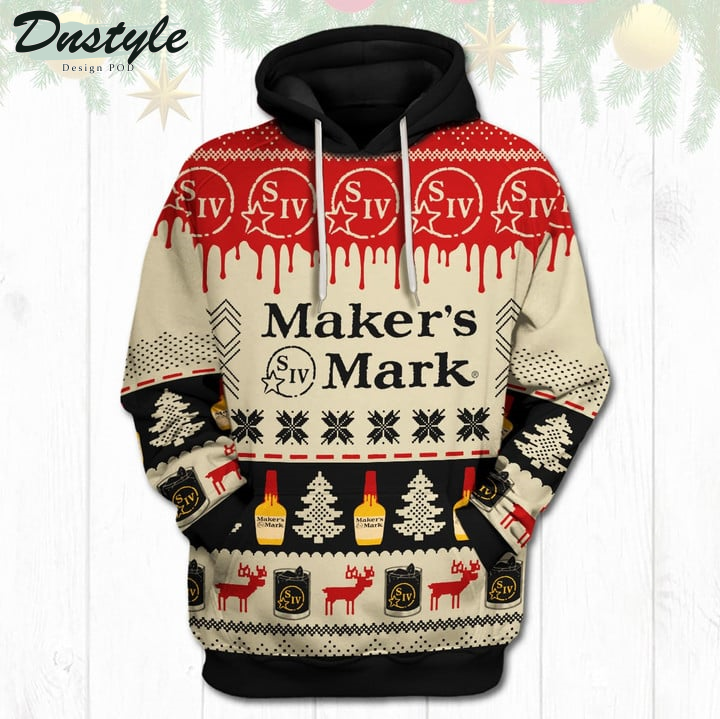 Maker's Mark Reindeer Christmas 3D Hoodie Tshirt
