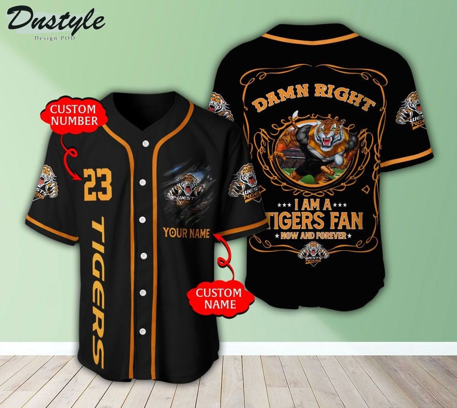 Balmain Tigers Damn Right custom name baseball jersey