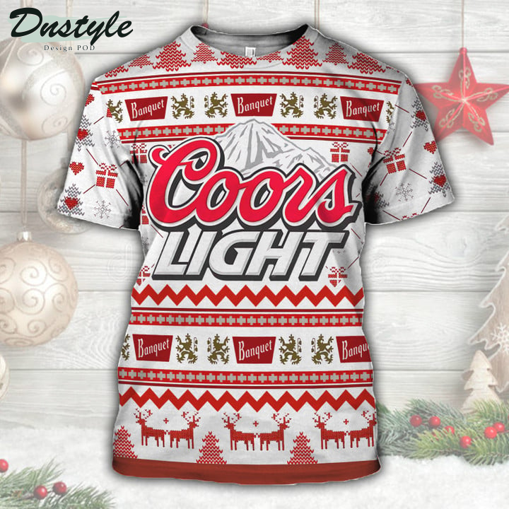 Coors Light Snowflake Reindeer Christmas 3D Hoodie Tshirt