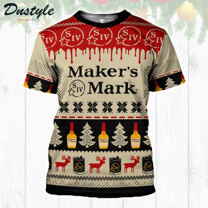 Maker's Mark Reindeer Christmas 3D Hoodie Tshirt