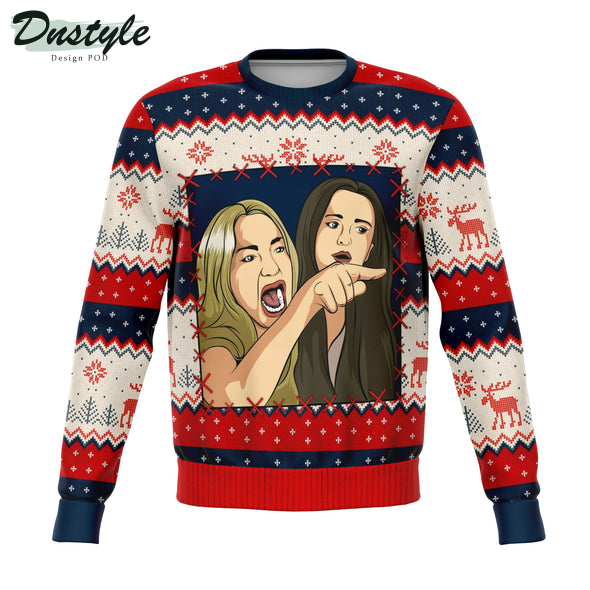 Woman Yelling at Cat Reindeer Ugly Chrismas Sweater