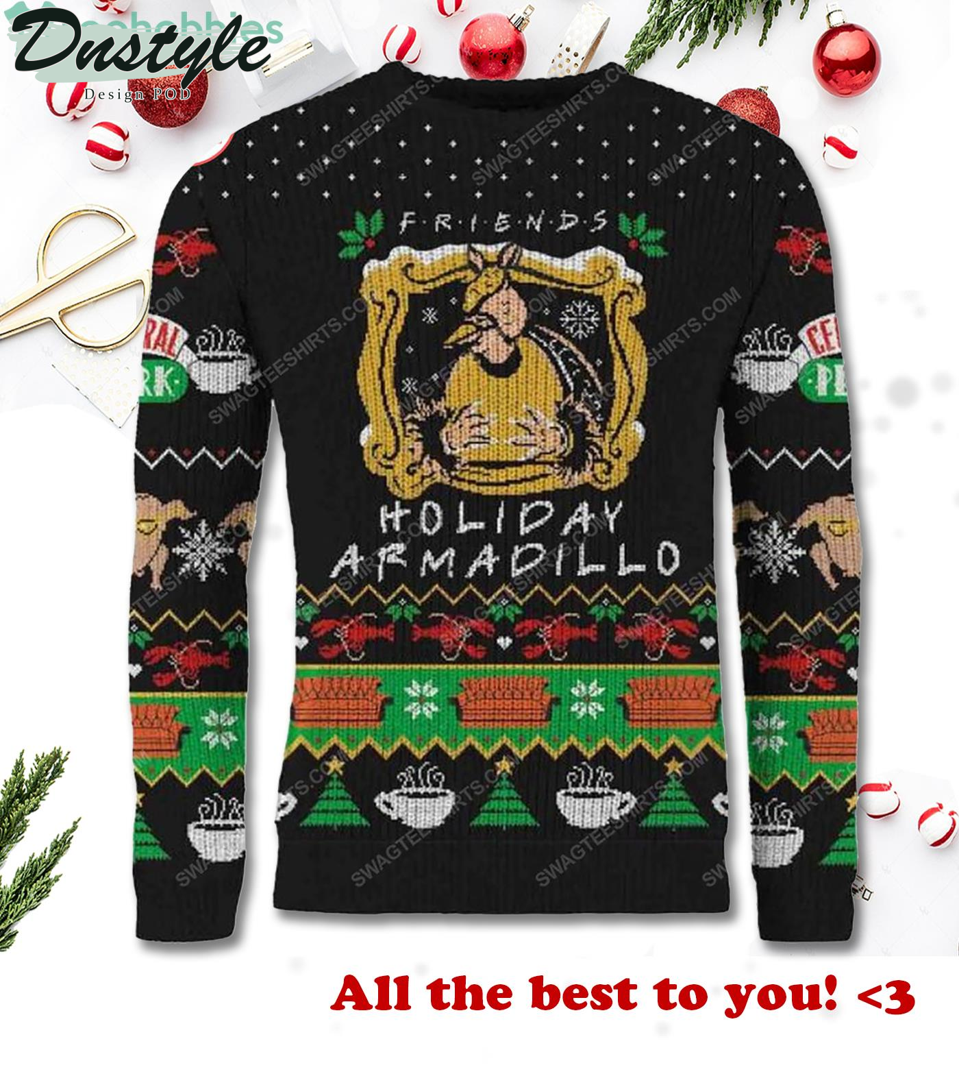 Friends Holiday Armadillo Tv Show Ugly Christmas Sweater