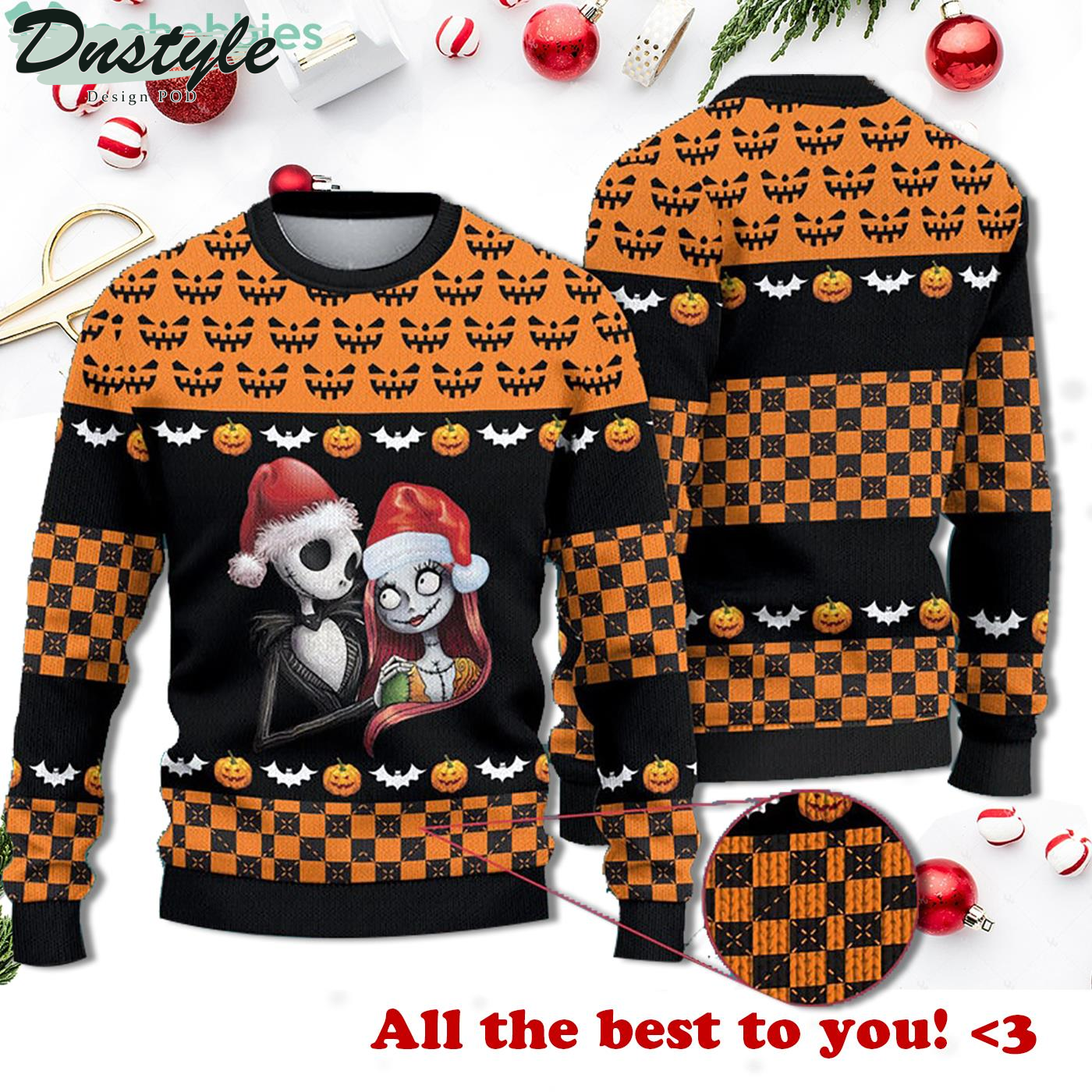 The Nightmare Before Jack And Sally Ugly Christmas Sweater