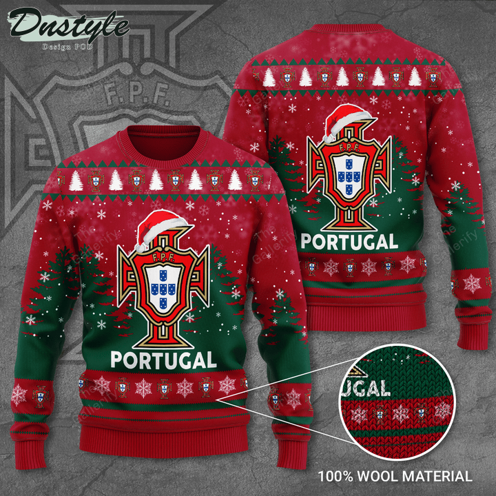 Portugal national football team santa hat ugly christmas sweater