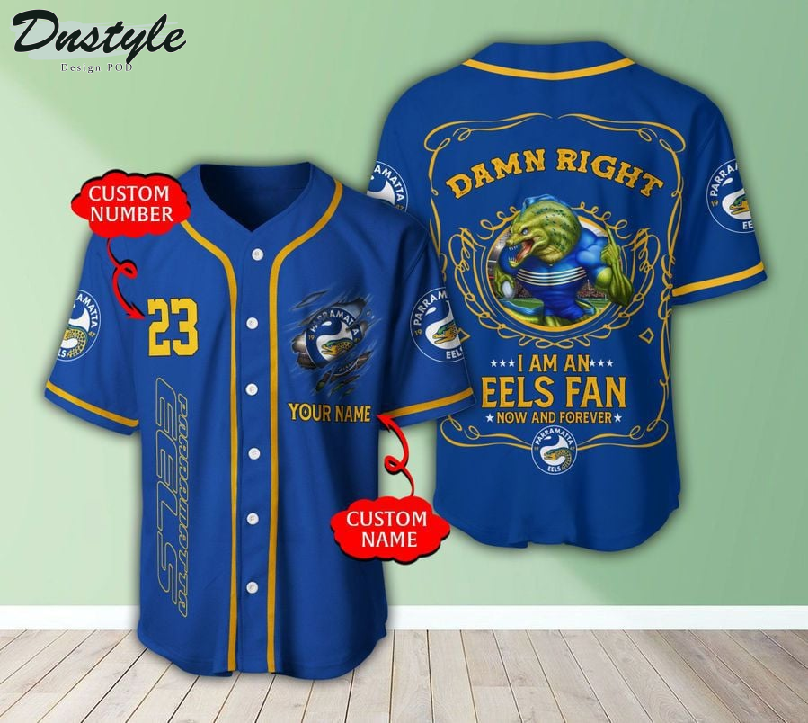 Parramatta Eels Damn Right custom name baseball jersey
