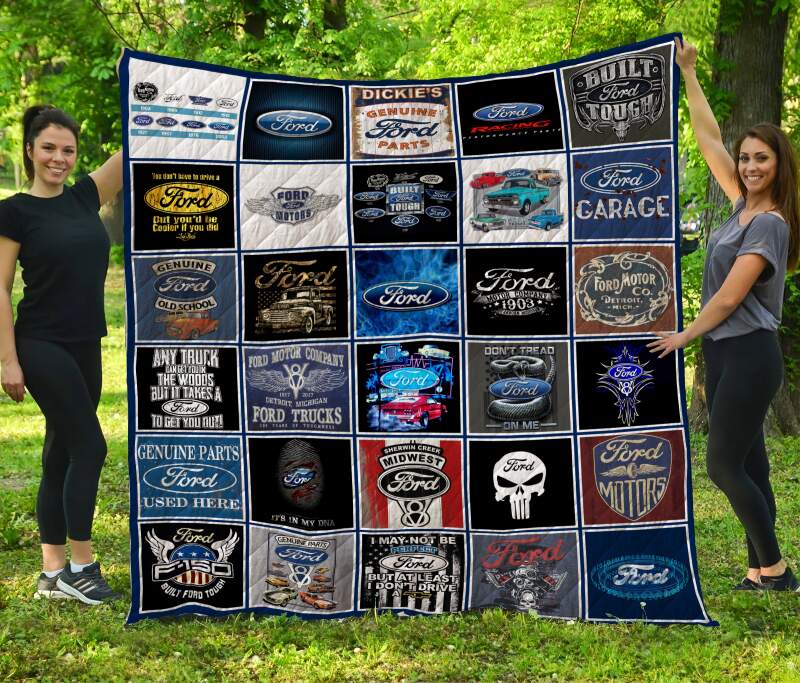 Ford Motor Company Genuine Parts Ford Used Here Quilt Blanket
