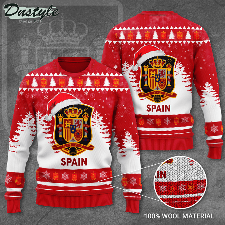Spain national football team santa hat ugly christmas sweater