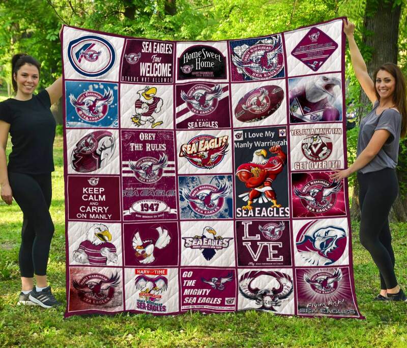 Manly Warringah Sea Eagles Keep Calm And Carry On Manly Quilt Blanket