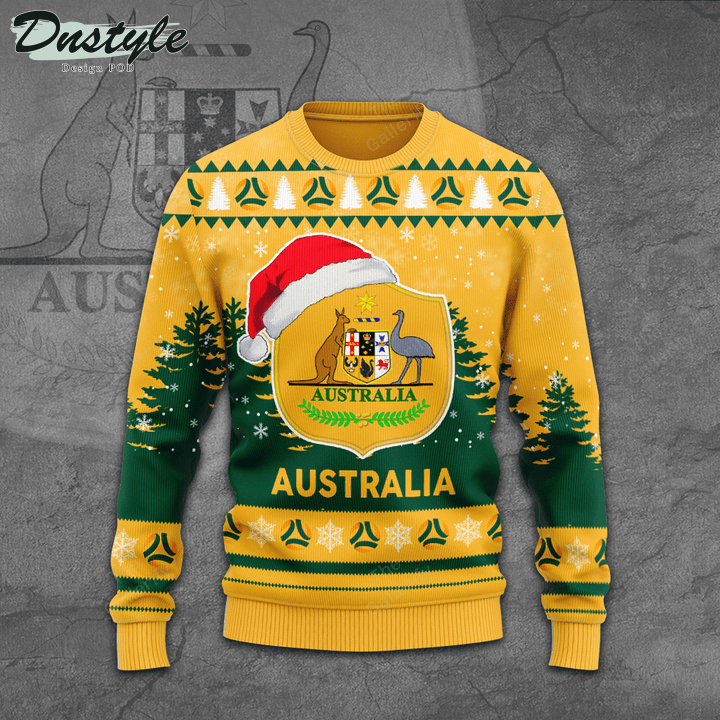 Australia national football team santa hat ugly christmas sweater