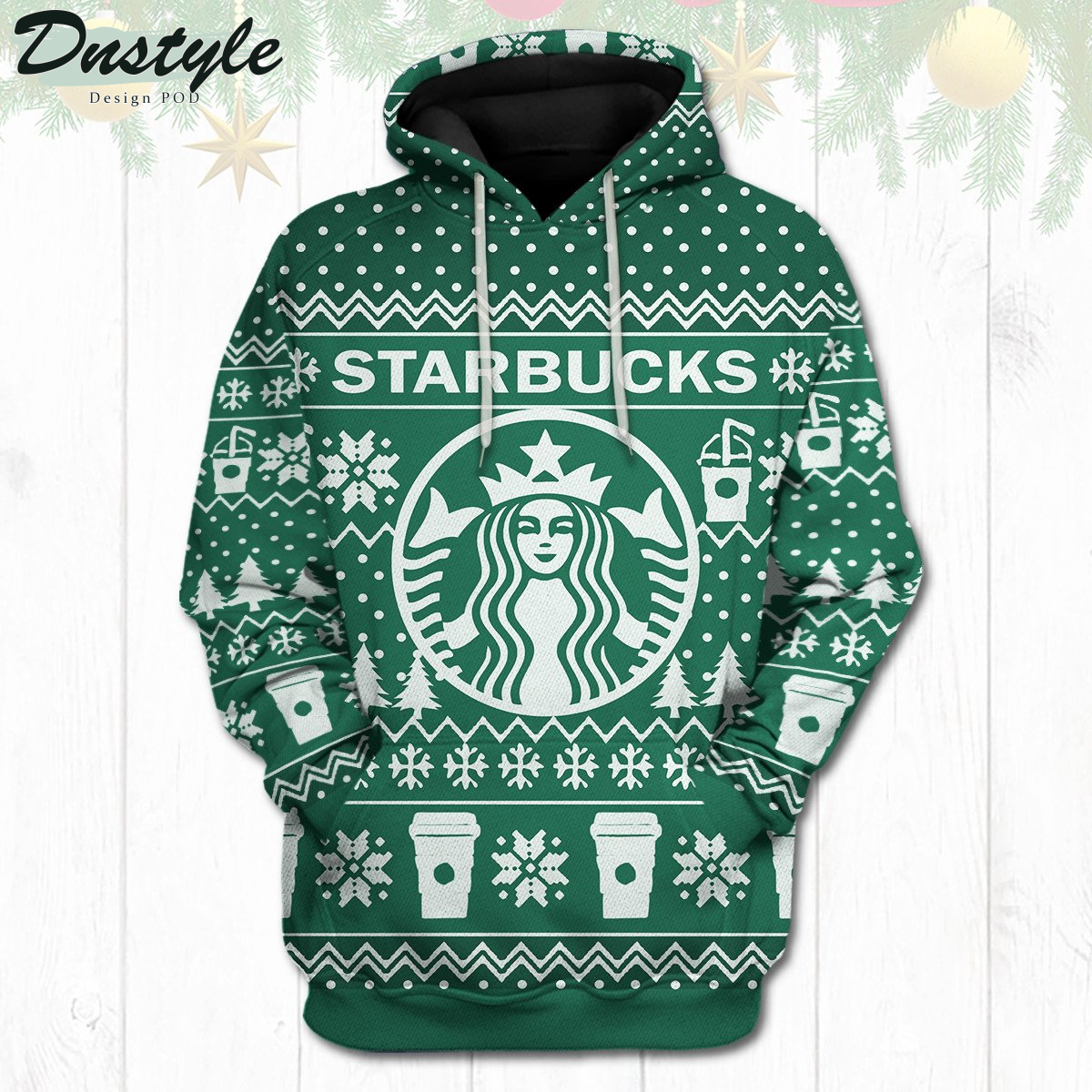 Starbucks Snowflake Christmas 3D Hoodie Tshirt
