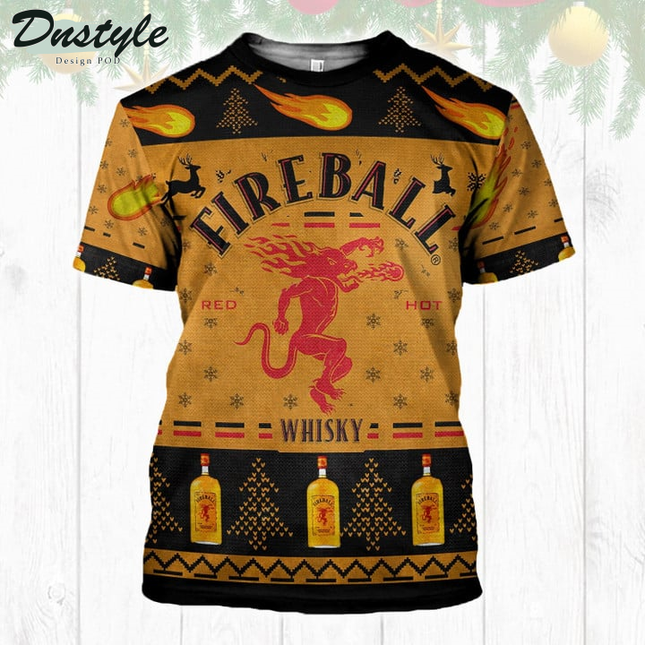 Fireball Whisky Red Hot Christmas 3D Hoodie Tshirt