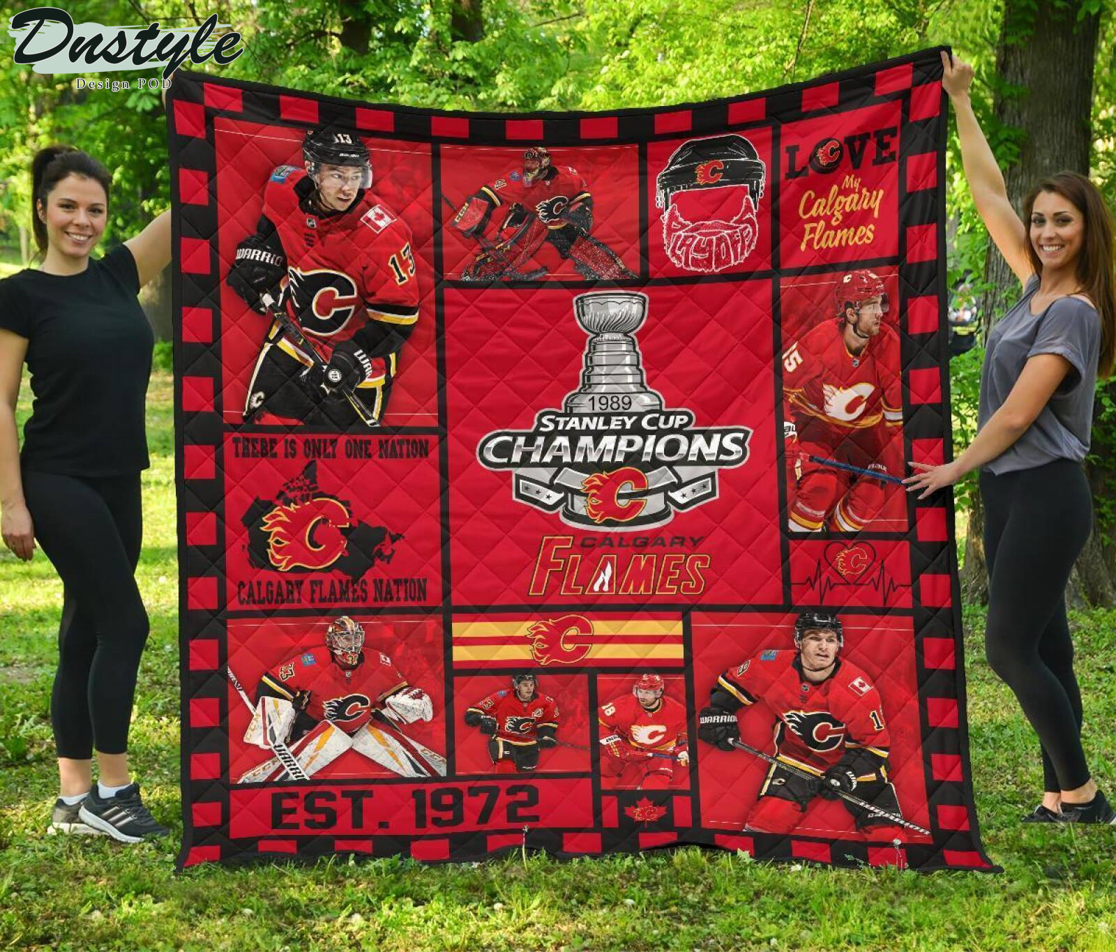 Calgary Flames Hockey Stanley Cup Champions Est 1972 Quilt Blanket
