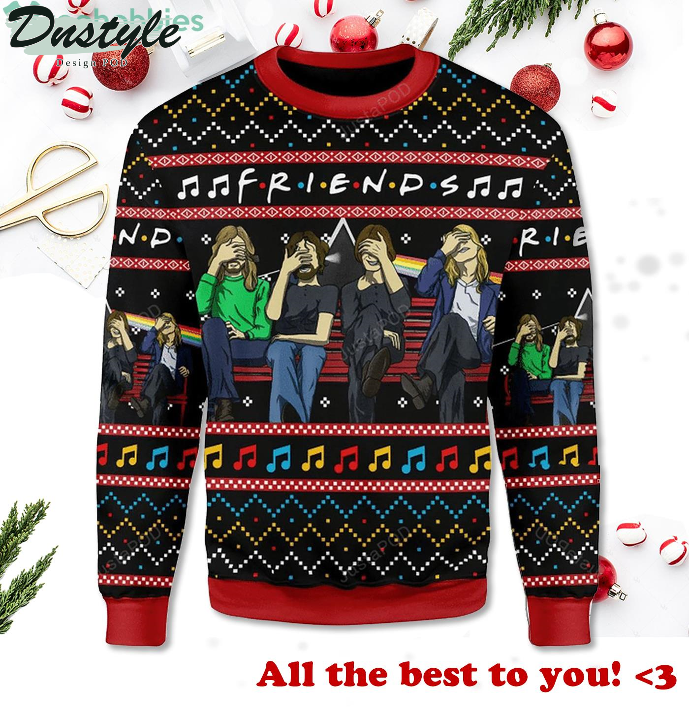 Friends Tv Show Black Pattern Ugly Christmas Sweater