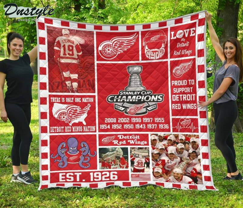 Detroit Red Wings Hockey Stanley Cup Champions Quilt Blanket