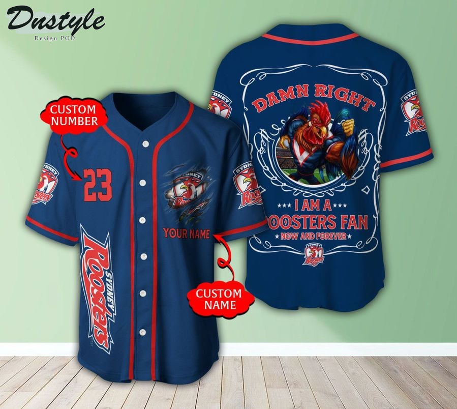 Sydney Roosters Damn Right custom name baseball jersey
