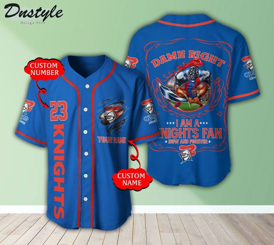 Newcastle Knights Damn Right custom name baseball jersey