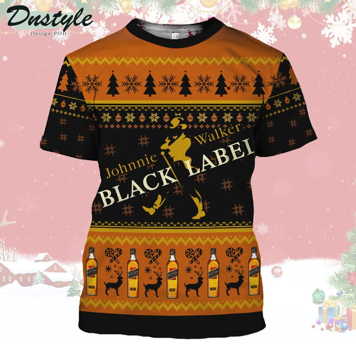 Johnnie Walker Black Label Christmas 3D Hoodie Tshirt