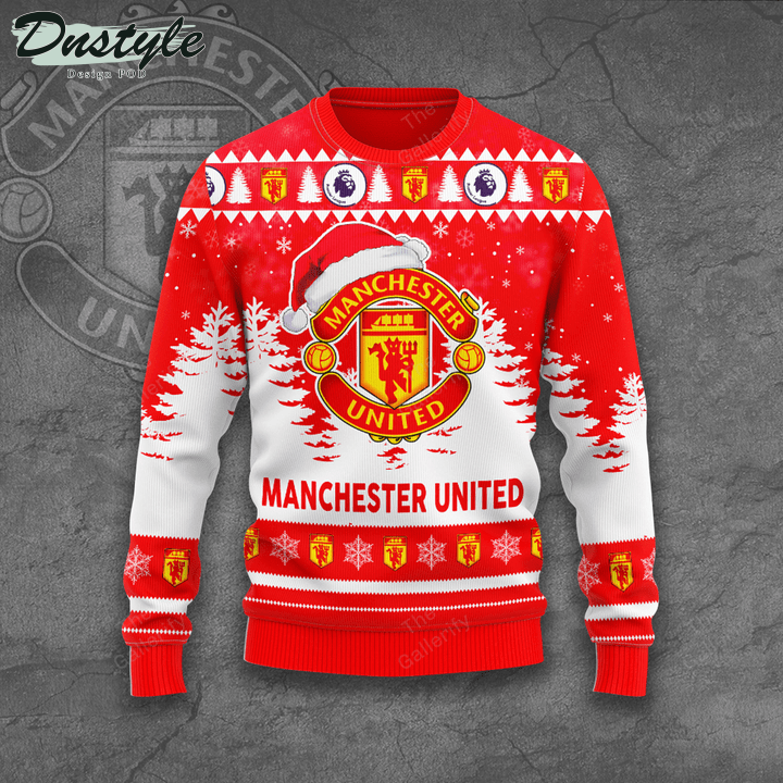 Personalized Manchester United Santa Hat Ugly Christmas Sweater