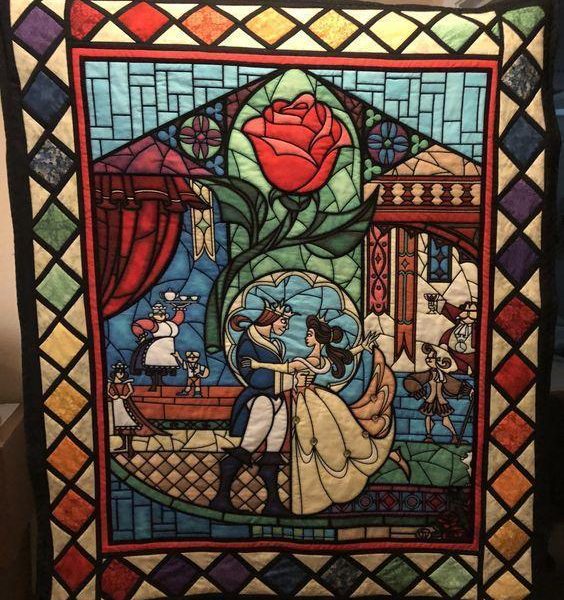 Disney Beauty And The Beast Fabric Createdon Rose Quilt Blanket