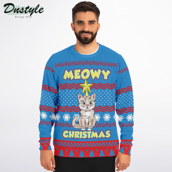 Meowy Snowflake Pattern Ugly Chrismas Sweater